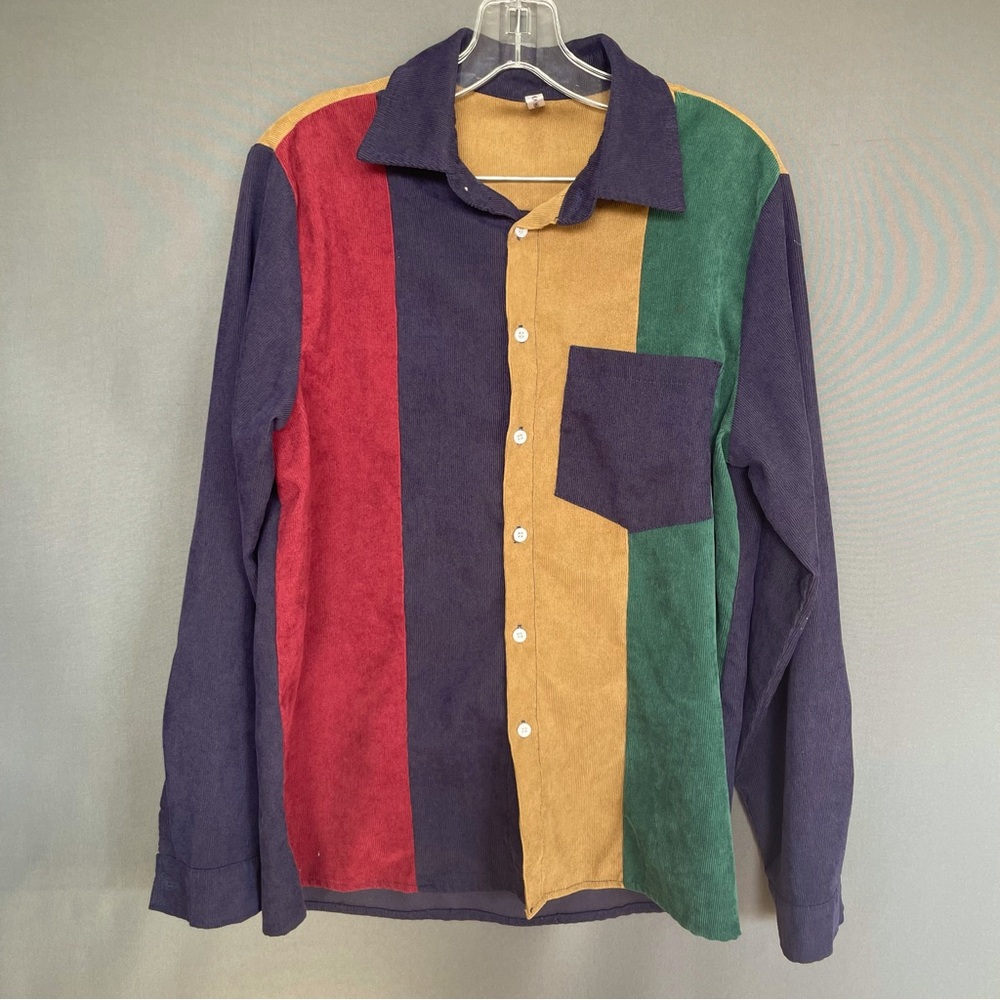 Z MAN SZ M 90s patchwork multicolour button down fresh prince style shirt